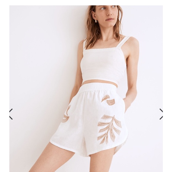 Linen-Blend Abbie Crop Top madewell size medium - Picture 2 of 5